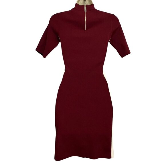 Ted Baker Dress Womens Small Oxblood Red Cream Short Sleeve Knit Bodycon Evelynn - Picture 11 of 12